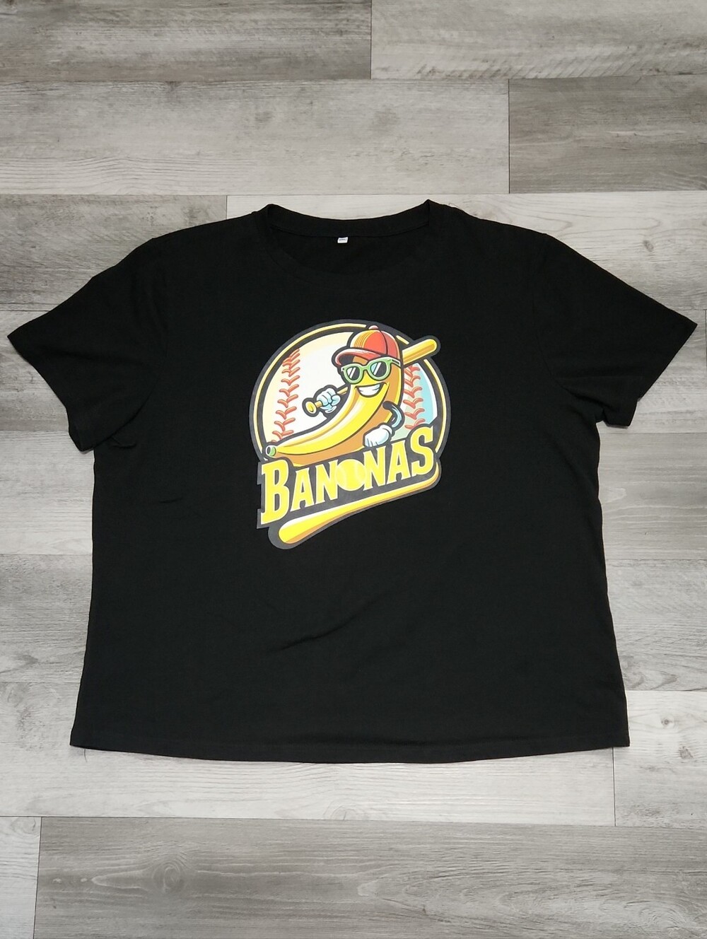 Savannah Bananas Inspired Graphic Tee Cartoon Baseball Mascot Black Mens XXL